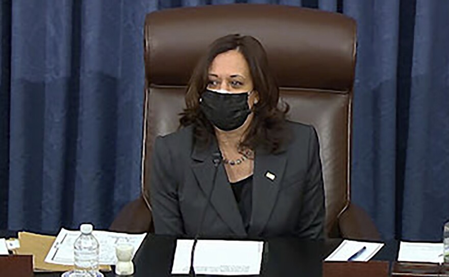 During the marathon Senate session on Thursday into Friday, Vice President Harris had to cast her first tiebreaking vote in the divided Senate.
