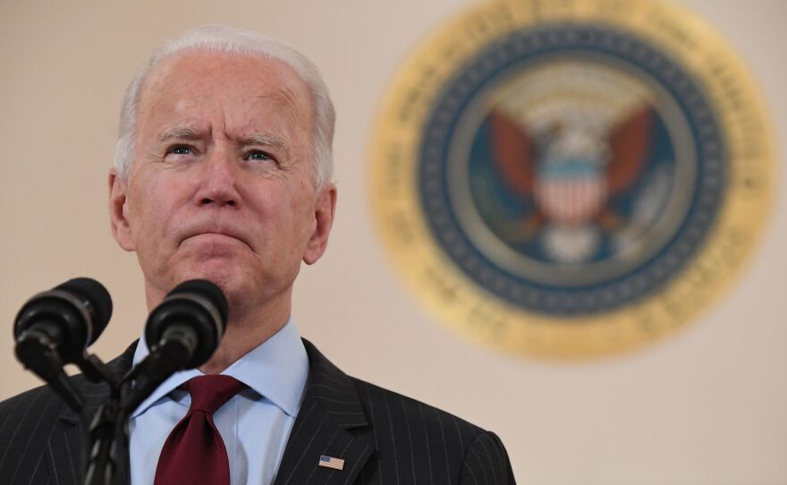 President Biden, pictured on Feb. 22, is giving an address Thursday as the country marks one year of the coronavirus pandemic.