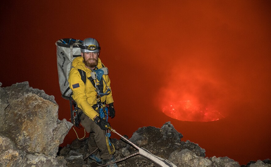 Aldo Kane on one of many descents into the crater.