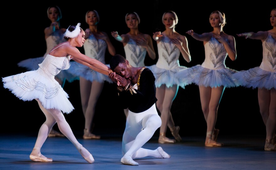 Misty Copeland (left) and Brooklyn Mack play Odette/Odile and Prince Siegfried in this year's Washington Ballet production of Swan Lake. It is the first time ever that two black dancers star in Swan Lake in a major American production.