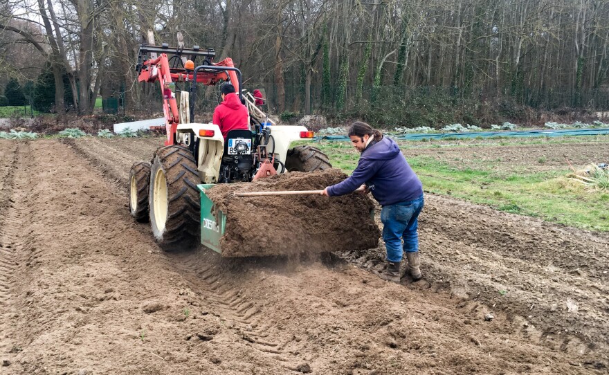 "Many people don't even want to vote," says farmer Erwan Humbert (right), 32, working in his field in Longpont-sur-Orge. "And they don't want to hear about politics anymore."