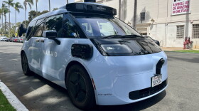 A Waymo Ojai vehicle is parked in Balboa Park, Aug. 20, 2026.