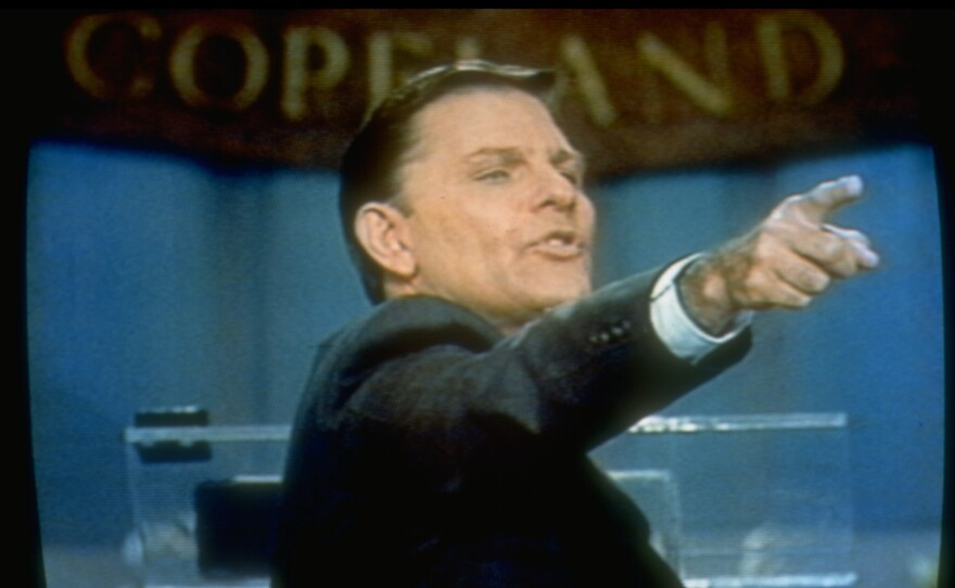 Television evangelist Kenneth Copeland during a broadcast of his TV show in 1990.