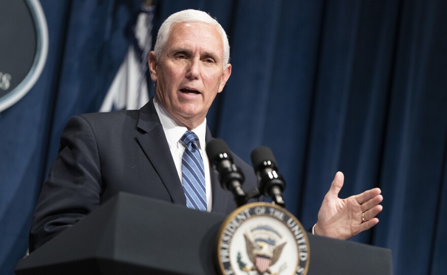 Vice President Pence holds a White House Coronavirus Task Force briefing at the Department of Health and Human Services on Friday.