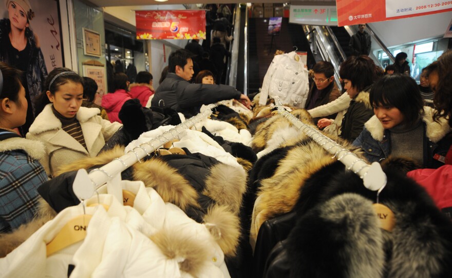 Customers shop at a franchise house  in Chengdu of Sichuan Province, China. 