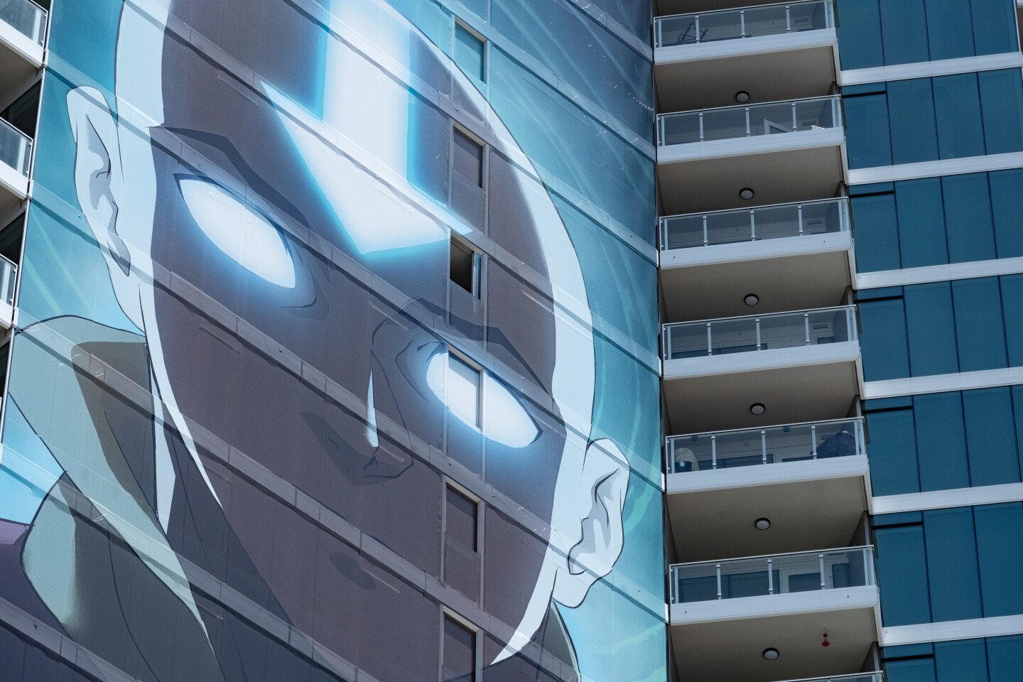 An "Avatar: The Last Airbender" wrap covers the side of a downtown San Diego hotel during Comic-Con, July 24, 2026.