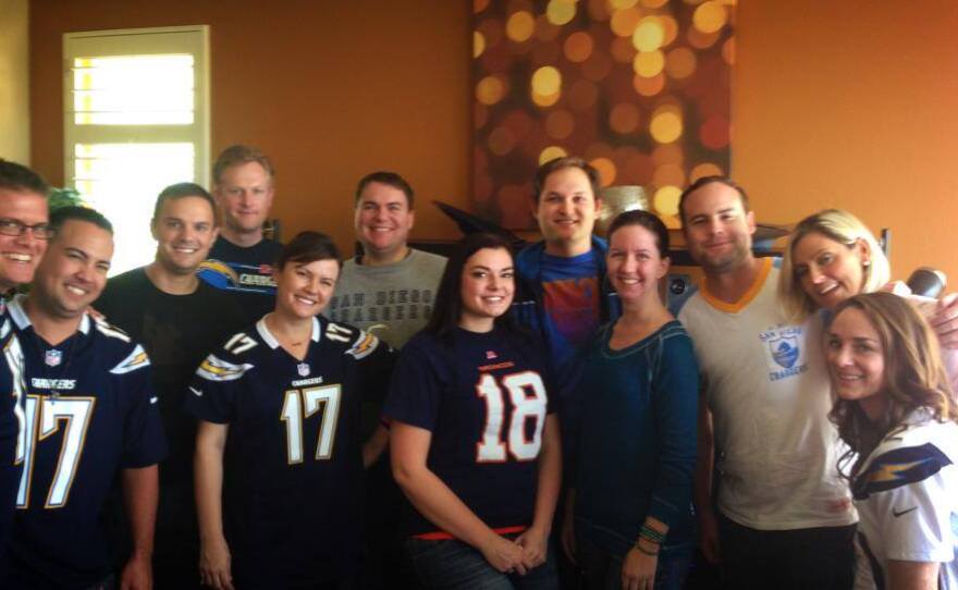 Congressional candidate Carl DeMaio poses on Jan. 12, 2014 with some of his campaign staff, including policy director Todd Bosnich on his left. Bosnich would later accuse DeMaio of sexually harassing him, a claim DeMaio denies.