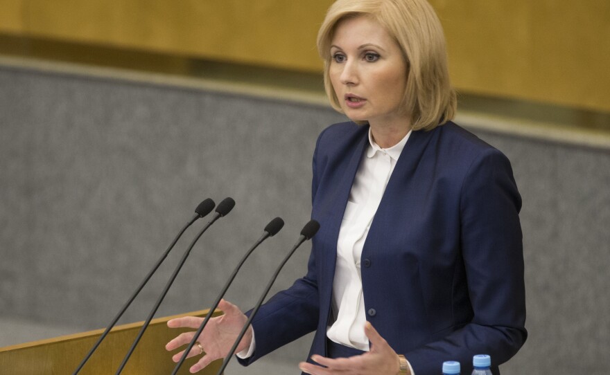 Russian lawmaker Olga Batalina is one of two female legislators who coauthored the domestic violence bill that was recently signed into law.