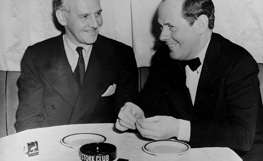 Walter Winchell sits with his good friend Sherman Billingsley, owner of the Stork Club. N.Y. (undated photo)