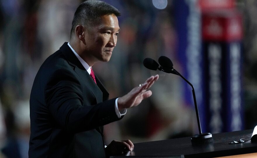 Hung Cao speaks during the Republican National Convention on July 16, 2024, in Milwaukee.