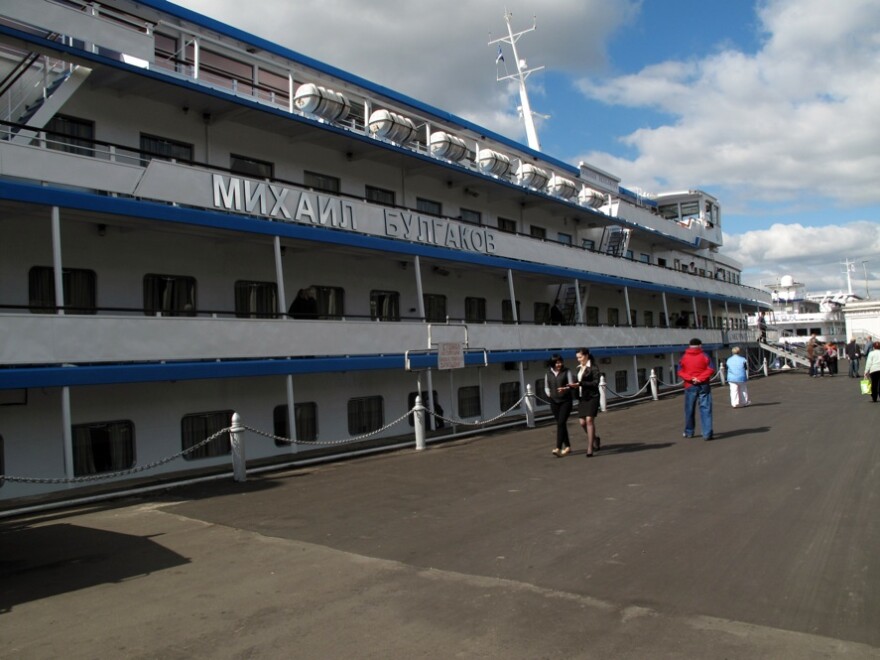 The newly renovated Mikhail Bulgakov cruise ship has four tiers and offers a variety of amenities to mostly Russian vacationers.