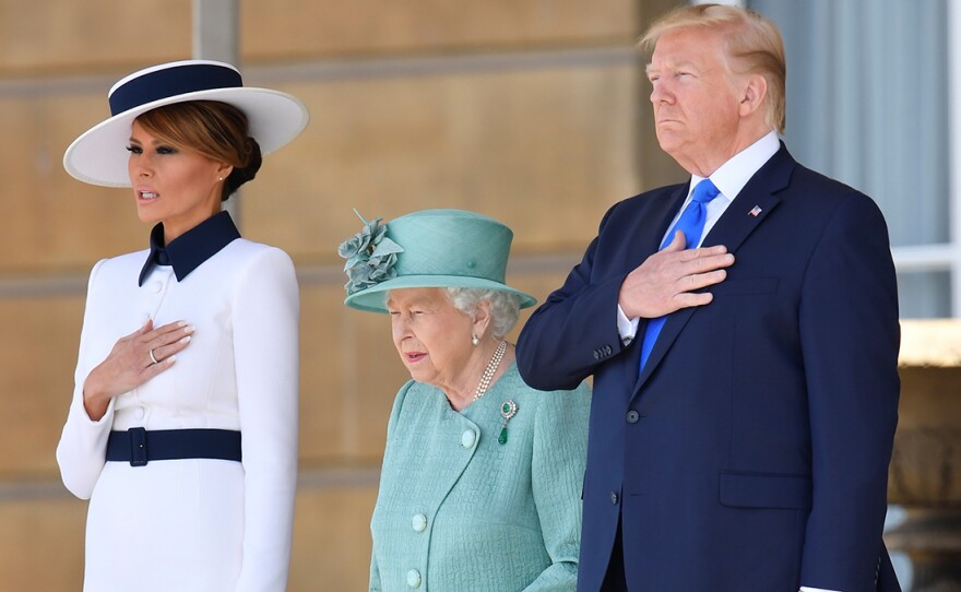 President Donald Trump and first lady Melania Trump were welcomed to the U.K. by Queen Elizabeth II, in a ceremony at Buckingham Palace.