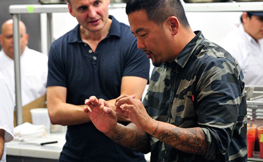 Host Phil Rosenthal and Chef Roy Choi.