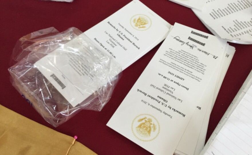 The U.S. Embassy passed out tickets on Sunday at the National Cultural Hall, for Obama's speech.