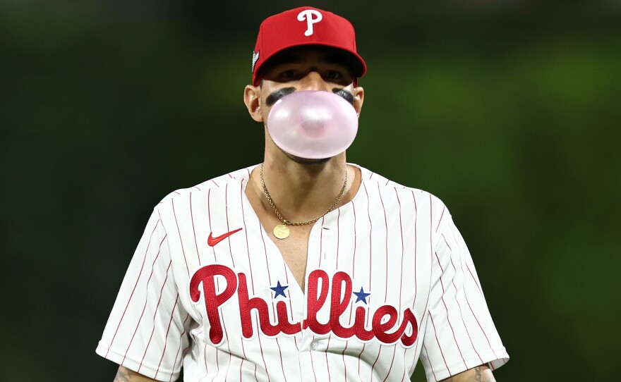Nick Castellanos of the Philadelphia Phillies before a game on Oct. 4, 2023.