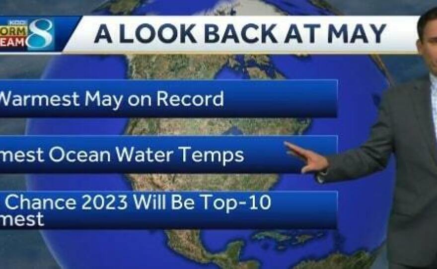 Chris Gloninger speaks on the record heat in May 2023 during a newscast at KCCI, a CBS affiliate in Des Moines, Iowa.