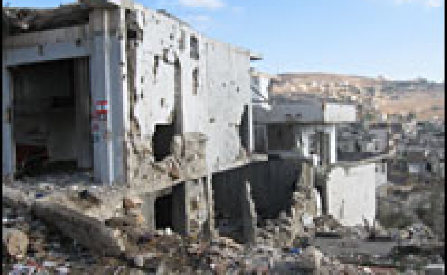 The southern Lebanese border town of Bint Jbeil was the site of some of the fiercest fighting during last year's war. Much of the town center was destroyed and still lies in ruins.