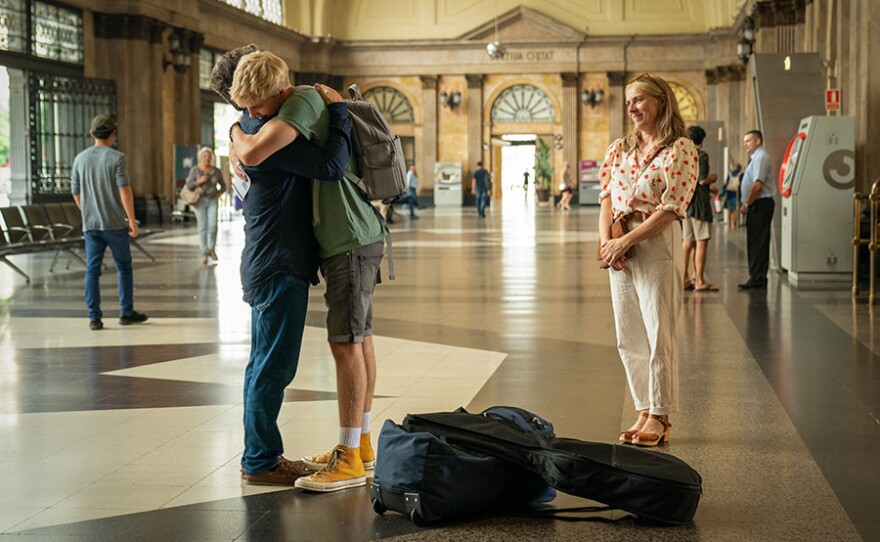 Tom Hollander as Douglas, Tom Taylor as Albie and Saskia Reeves as Connie in US On MASTERPIECE.