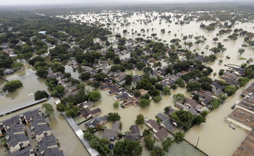 This view of Tropical Storm Harvey flooding in Houston on Tuesday shows why even the storm-hardy Waffle House had to close two of its restaurants in the city.