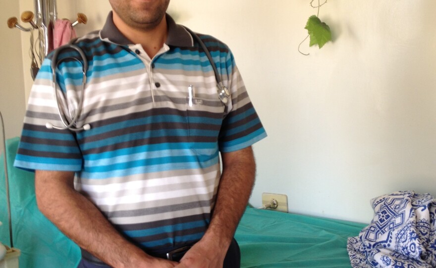 Dr. Mahmoud Hasson, a specialist in internal medicine, runs a new hospital in the Syrian village of Kfar Ghan, a protected area along the border with Turkey. The Turkish government warned that any Syrian military aircraft near the border would be a target.