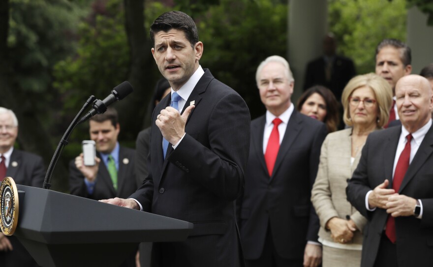 House Speaker Paul Ryan speaks in the Rose Garden at the White House on Thursday, May 4, 2017, after the House passed a Republican health care bill.