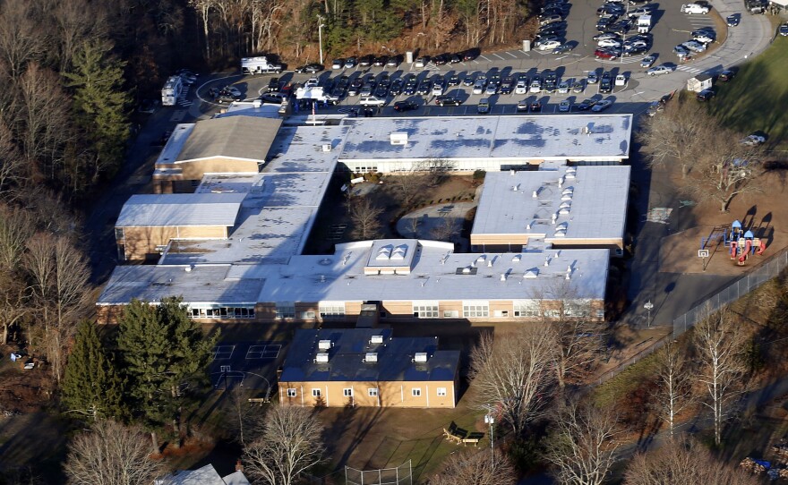 Sandy Hook Elementary School in Newtown, Conn., is shown last Dec. 14, when a gunman killed 20 children and six adults. The building is now being destroyed; a new school will be built on the site.