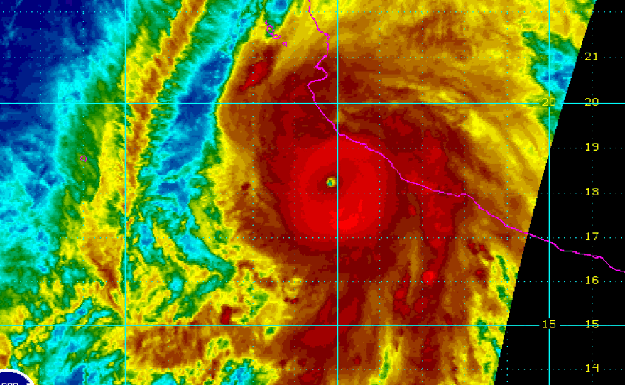 A satellite image of Hurricane Patricia.