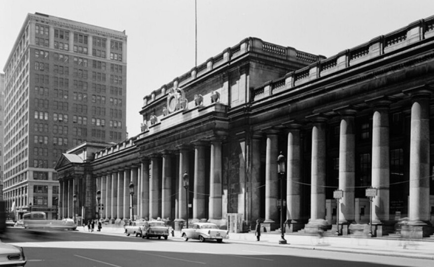 Exterior photo of Penn Station, 1962.