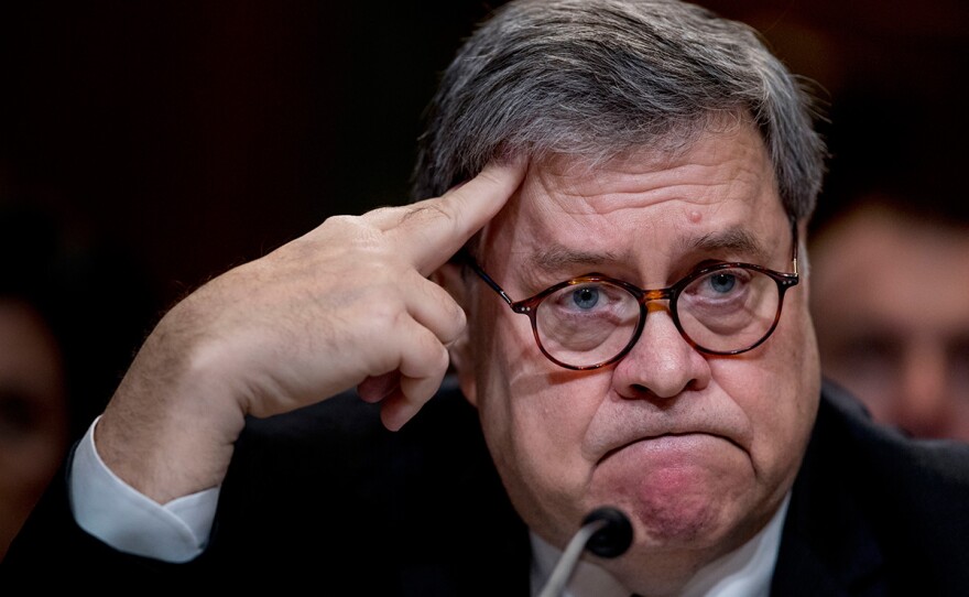 In this Wednesday, April 10, 2019, file photo, U.S. Attorney General William Barr reacts as he appears before a Senate Appropriations subcommittee to make his Justice Department budget request in Washington. Barr decided Tuesday, April 16, 2019, that asylum seekers who clear a "credible fear" interview and are facing removal don't have the right to be released on bond by an immigration court judge while their cases are pending. The attorney general has the authority to overturn prior rulings made by immigration courts, which fall under the Justice Department.