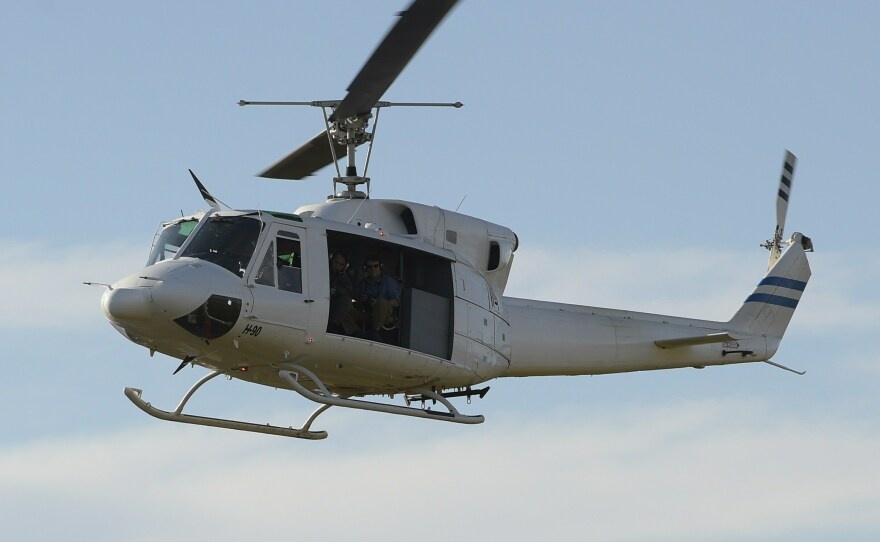 This Bell 212 helicopter of the Argentine air force, seen in March 2015, is similar to the one that crashed in Iran on Sunday.