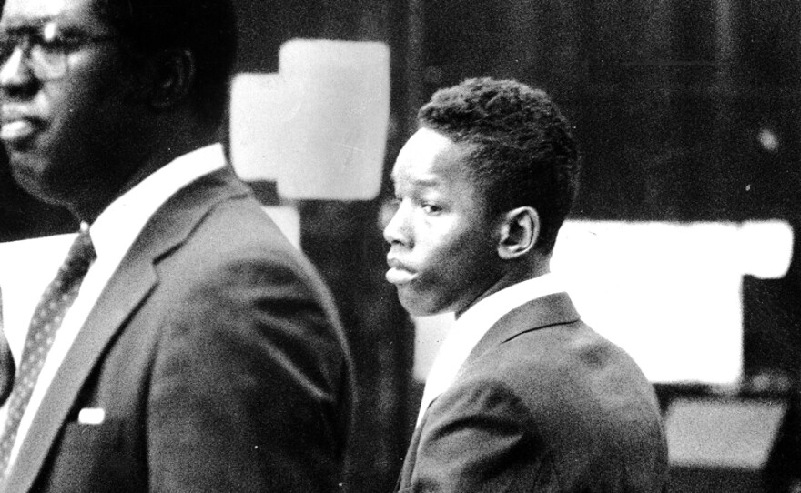 Korey Wise (right) in court.