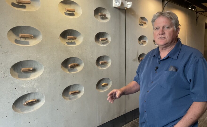 Richard Pitchford, the Metro Biosolids Center’s superintendent, stands beside an installation inside the main administrative building.
