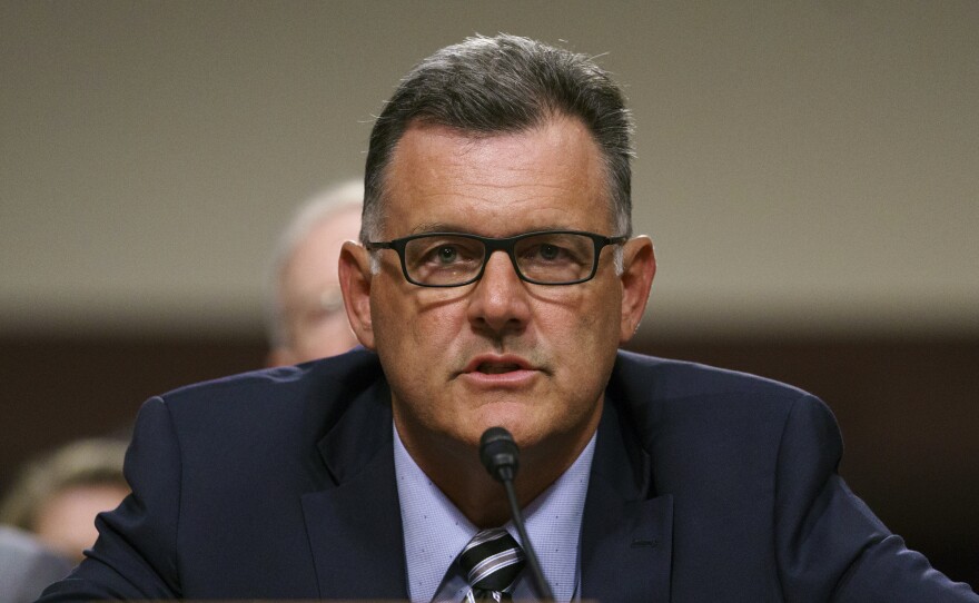 Former USA Gymnastics president Steve Penny invokes the Fifth Amendment during a hearing about Larry Nassar before a Senate subcommittee in June.