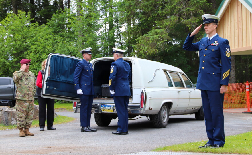 The remains of the unidentified solder known as "X-3" are loaded into a hearse in Sitka, Alaska before being transported to a Midwest forensics lab.