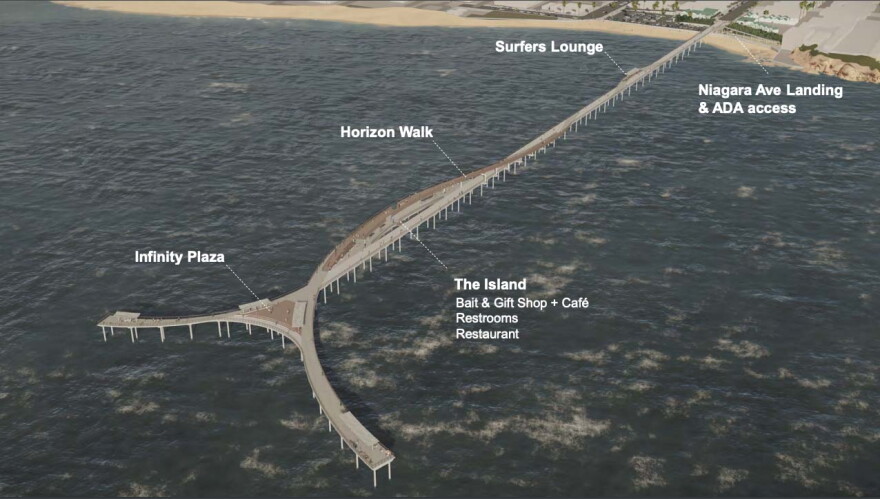 A rendering of the preferred design concept of Ocean Beach Pier replacement shown on April 6, 2024.