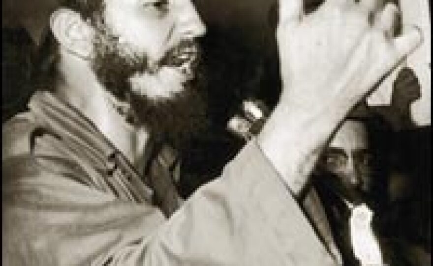 Fidel Castro speaks shortly after taking power in 1959.