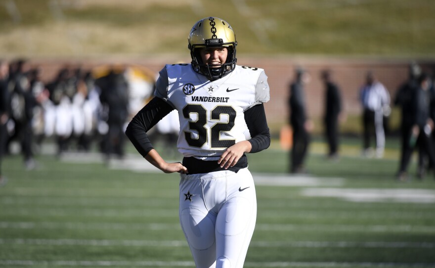 Vanderbilt kicker Sarah Fuller, pictured before a game against Missouri on Nov. 28, will be featured in a prime-time program celebrating the inauguration of Joe Biden and Kamala Harris on Wednesday.