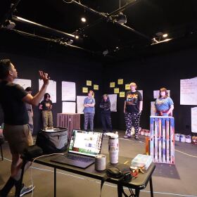 Participants in Diversionary Theatre's "TeenVersionary" program gather for rehearsal, July 8, 2025.