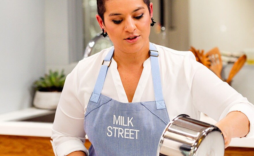 Rayna Jhaveri on the MILK STREET TELEVISION set.