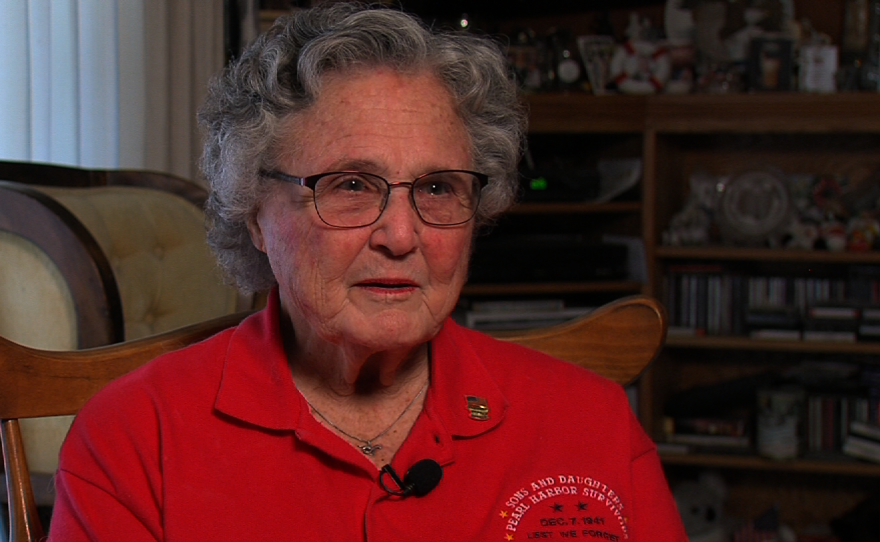 Joanne "Joedy" Adams, 86, a child survivor of the attack on Pearl Harbor, shares her memory of the horrific day, Dec. 2, 2015.