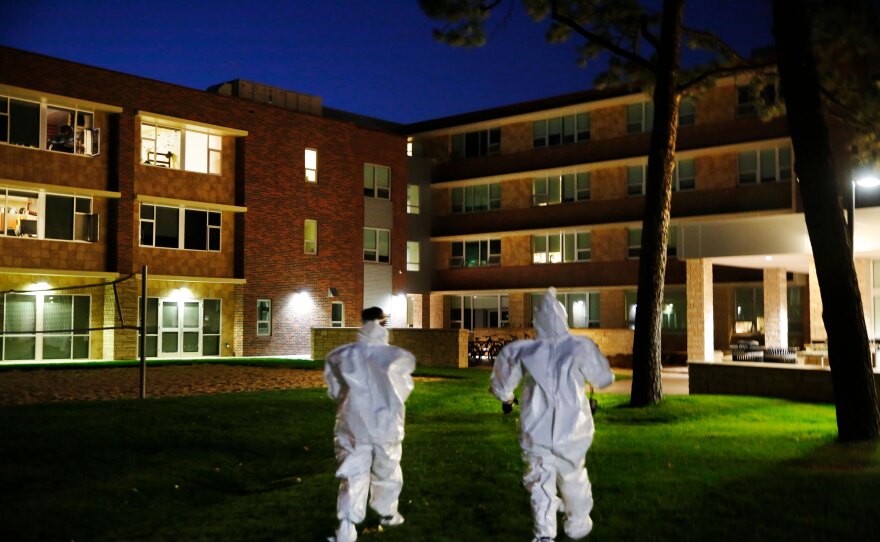 Researchers at Colorado College visit South Hall, a mostly freshman dorm, to collect wastewater samples for coronavirus testing.