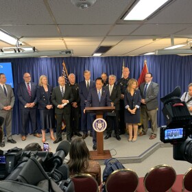 San Diego Mayor Todd Gloria is shown speaking at a news conference at San Diego City Hall on April 15, 2026.