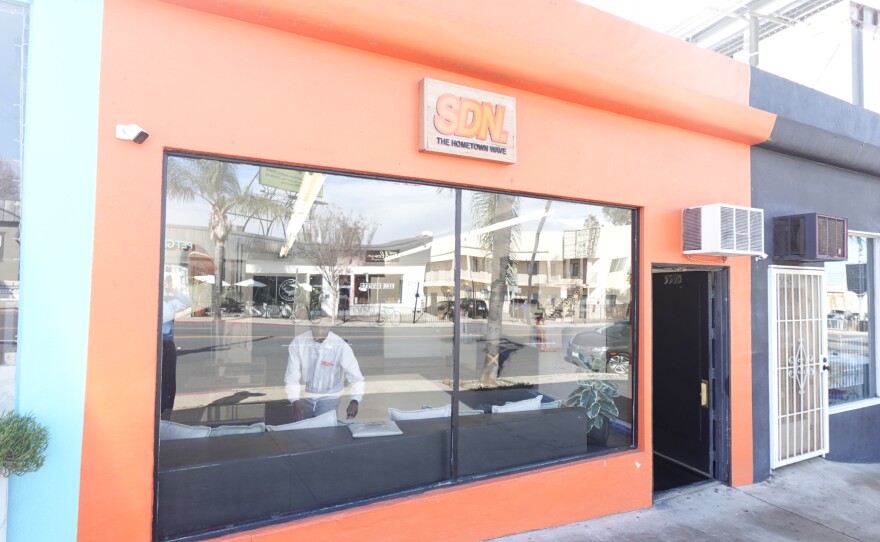 Terrence Hosley in his shop, The Hometown Wave, located in El Cerrito.