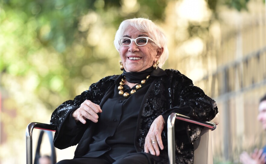 Lina Wertmuller at a ceremony honoring her with a star on the Hollywood Walk of Fame in Los Angeles, October 2019.