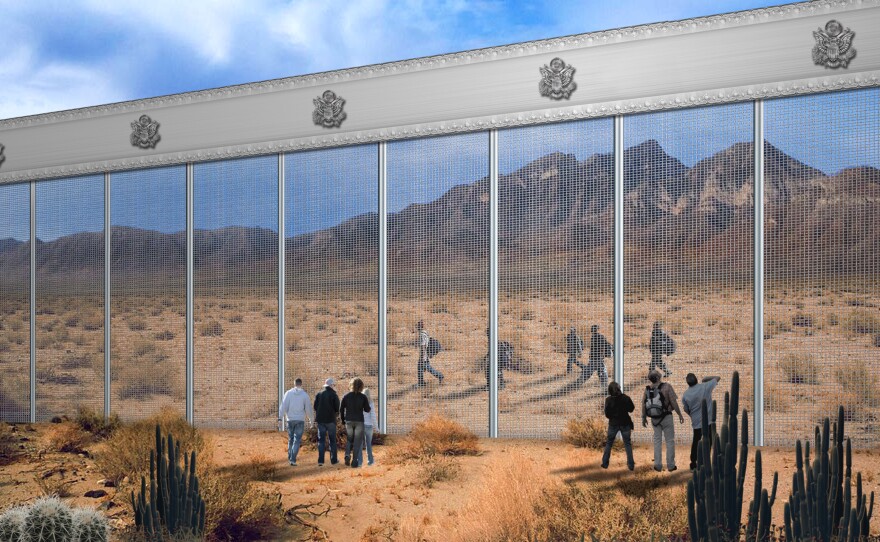 The Penna Group rendering, which displays two groups on either side watching each other through the mesh.