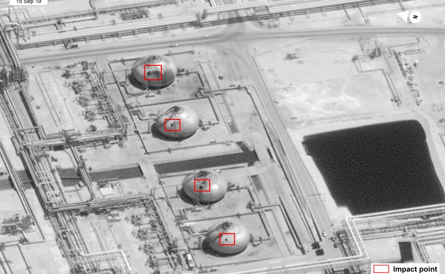 Impact sites suggest that the attacking drones or missiles likely came from the northwest, according to Saudi officials.