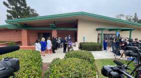 Mayor Todd Gloria and other local leaders hold a press conference regarding the opening of a Monoclonal Antibody Regional Center to provide on-site COVID-19 testing and early treatment in the Clairemont area of San Diego County, Calif. Aug. 30, 2021.