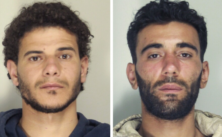 Mahmud Bikhit (left) and Mohammed Ali Malek were arrested and charged with manslaughter and aiding human trafficking; they're seen here in handout pictures released by Italian police in Catania, Sicily.