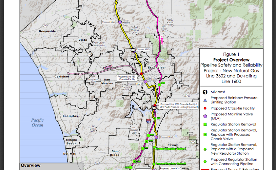 Map of proposed replacement natural gas pipeline. May 2017