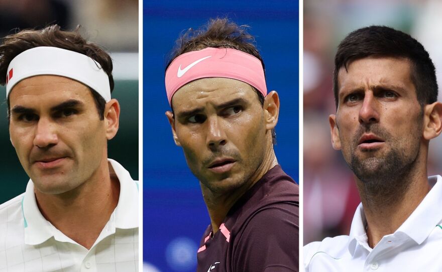 Left to right: Roger Federer, Rafael Nadal and Novak Djokovic